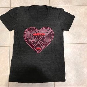 Maroon 5 Maps grey & pink crewneck T shirt